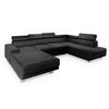WOHNLANDSCHAFT SIENA R-S Schwarz Velours-Stoff mit Schlaffunktion - Schwarz, Holz (335/89/202cm) - MASSENO