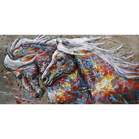3D-METALLBILD 2 Pferde Stahl Bunt 6x70x140cm - Multicolor, Metall (70/6cm) - DELUKE