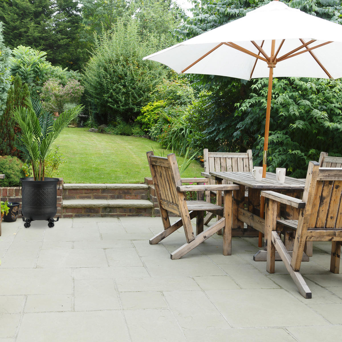 2XPFLANZENROLLER - Schwarz, Kunststoff/Metall (46.5/10.5/46.5cm) - Relaxdays