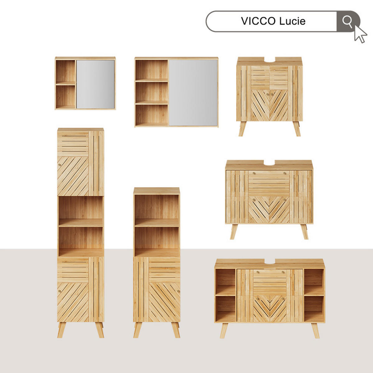 MIDISCHRANK Lucie Bambus 40 x 124 cm - Grün, Holzwerkstoff (40/124/36cm) - Vicco