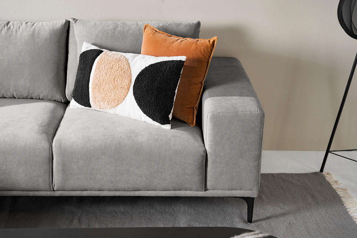 ECKSOFA - Grau, Textil/Metall (244/150cm) - home24