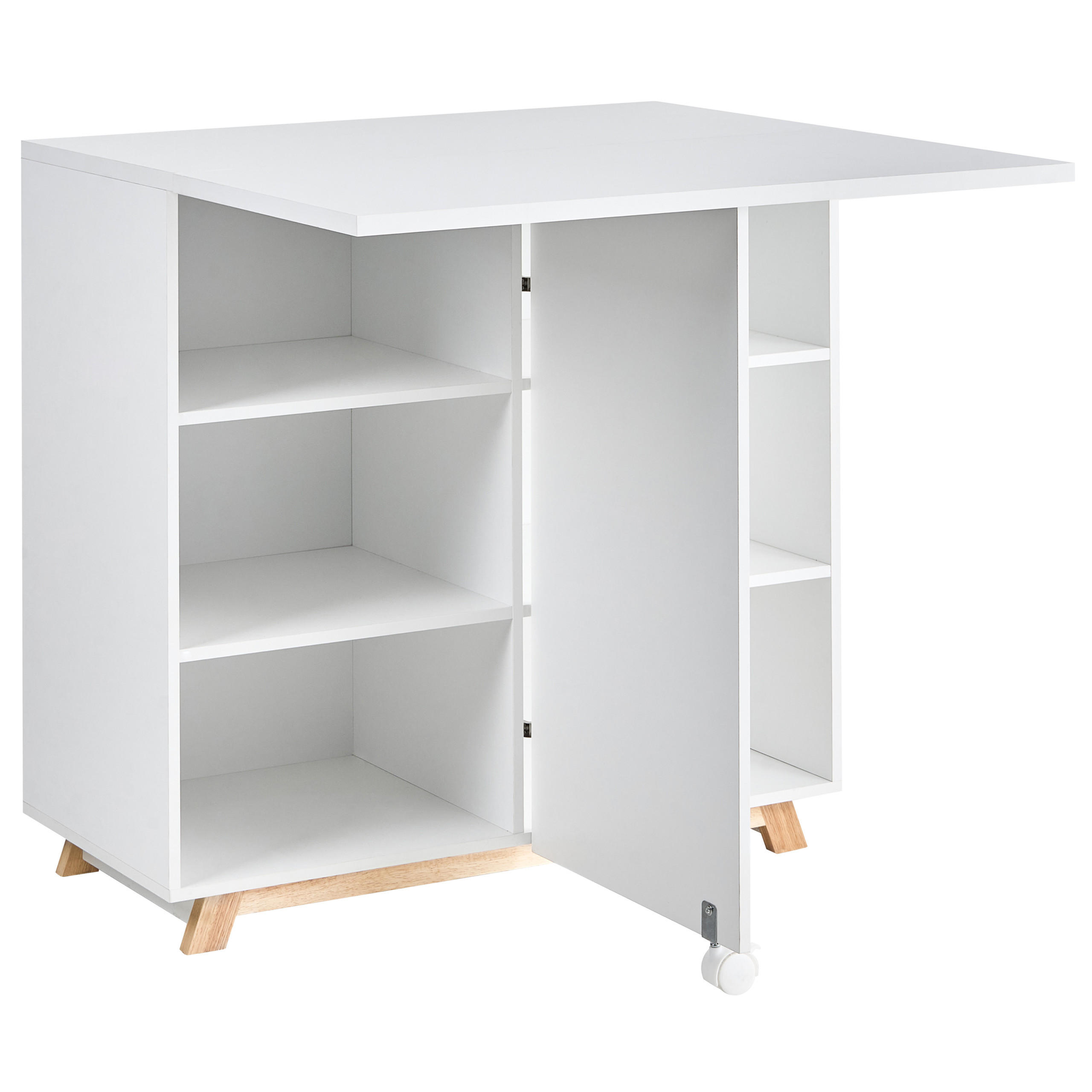 SEKRETÄR 80/40/80 cm klappbar Weiß Flomot - Hellbraun/Weiß, Holzwerkstoff (40/80/74cm) - Beliani