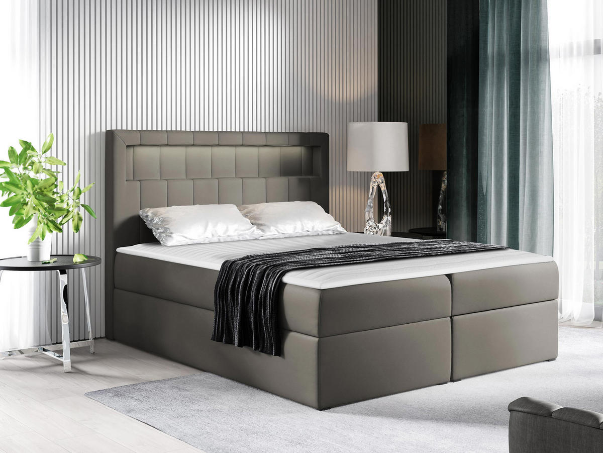 BOXBETT Aspen - Greige, Holz/Textil (140/200cm) - MIRJAN24