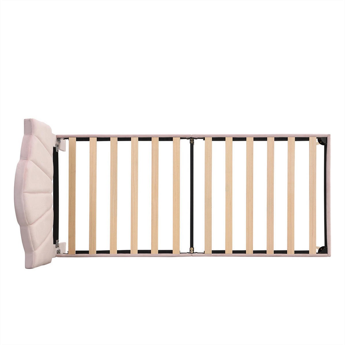 POLSTERBETT 90/200 cm in Rosa Samt mit Goldenen Eisenbeinen - Pink, Holz/Textil (90/200cm) - KOMHTOM