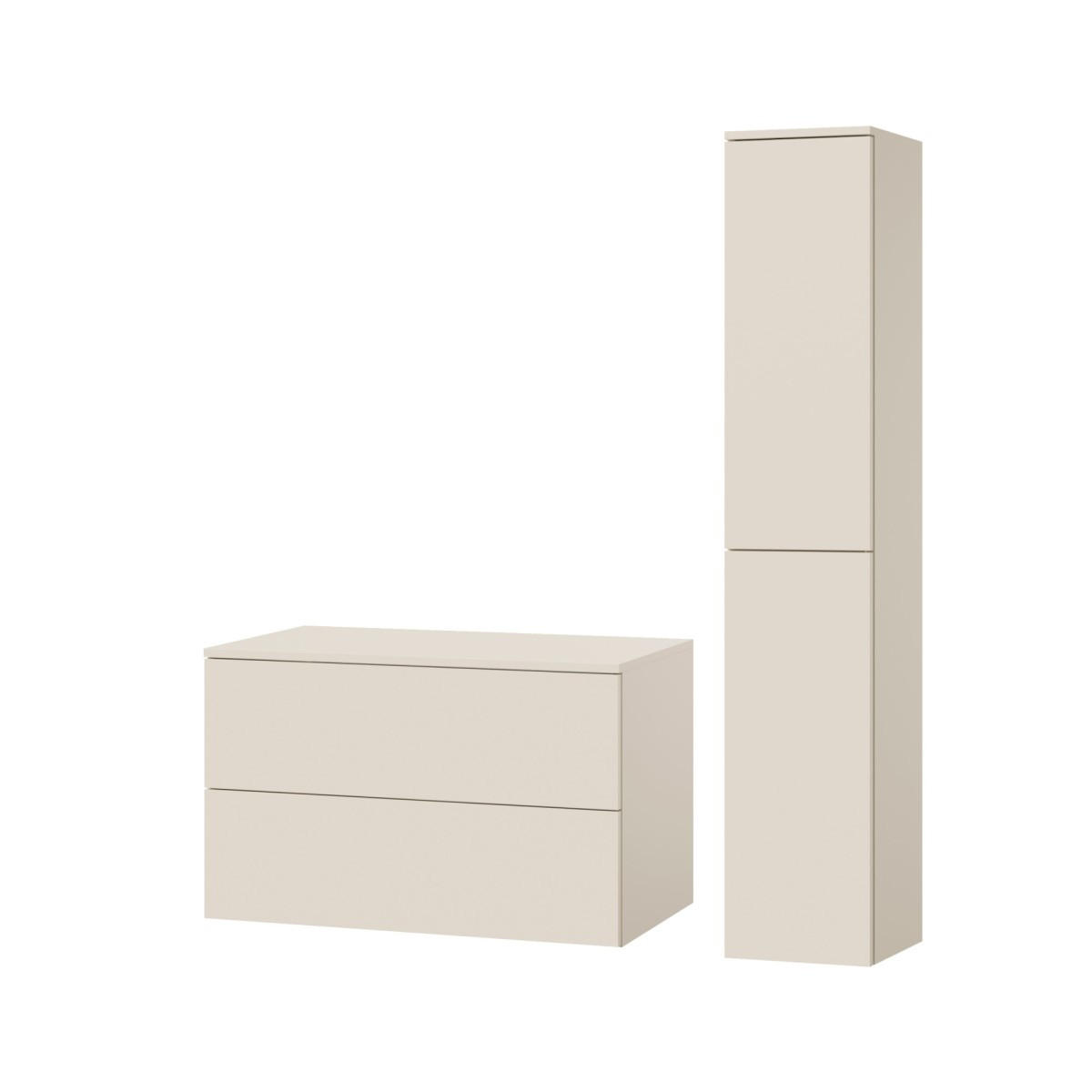 BADMÖBEL-SET Color Macadamia 2-Teilig (2S 80 + 2D 160) - Beige, Holzwerkstoff (110/160/45cm) - mzm24