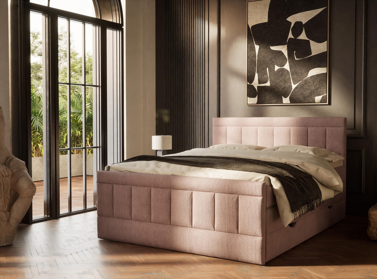 BOXSPRINGBETT Caya 140/200 cm, in Lila, Bettkasten, Matratze, Topper - Lila/Schwarz, Holz/Holzwerkstoff (140/200cm) - Maison de Reve