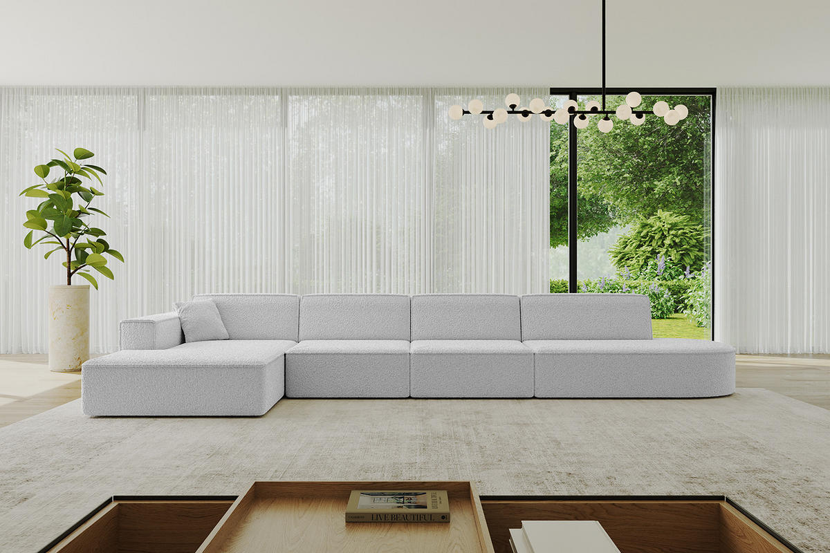 ECKSOFA Ottomane Links IREA-L3-v4 - 413x171x79 cm Hellgrau - Hellgrau, Holzwerkstoff/Textil (413/171cm) - ALTDECOR