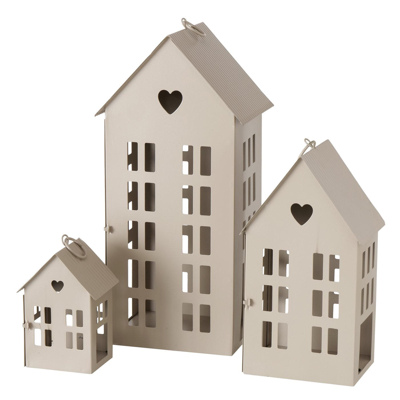 DEKOLATERNE in Hausform Alamo - Beige, Metall (13/35/17cm) - Boltze Home