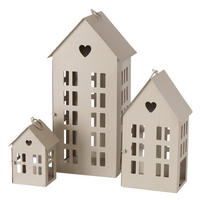 DEKOLATERNE in Hausform Alamo - Beige, Metall (13/35/17cm) - Boltze Home