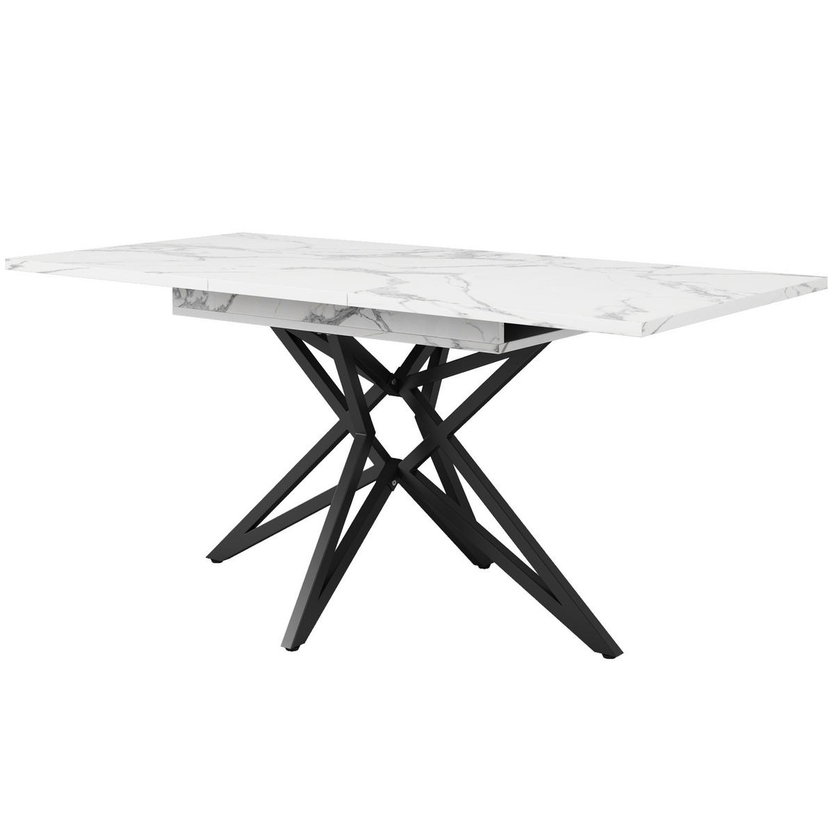 JÍDELNÍ stůl 120/160/80 cm bílý, MDF s kovovou podnoží a mramorovým dekorem - bílá, kompozitní dřevo (120/80/66.1cm) - BEAOK