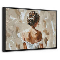 LEINWAND Bilder mit Rahmen - Frau - Farbe - Abstrakt - Beige - Modern - 30x20 - Sandfarben, Textil (30/20cm) - MuchoWow
