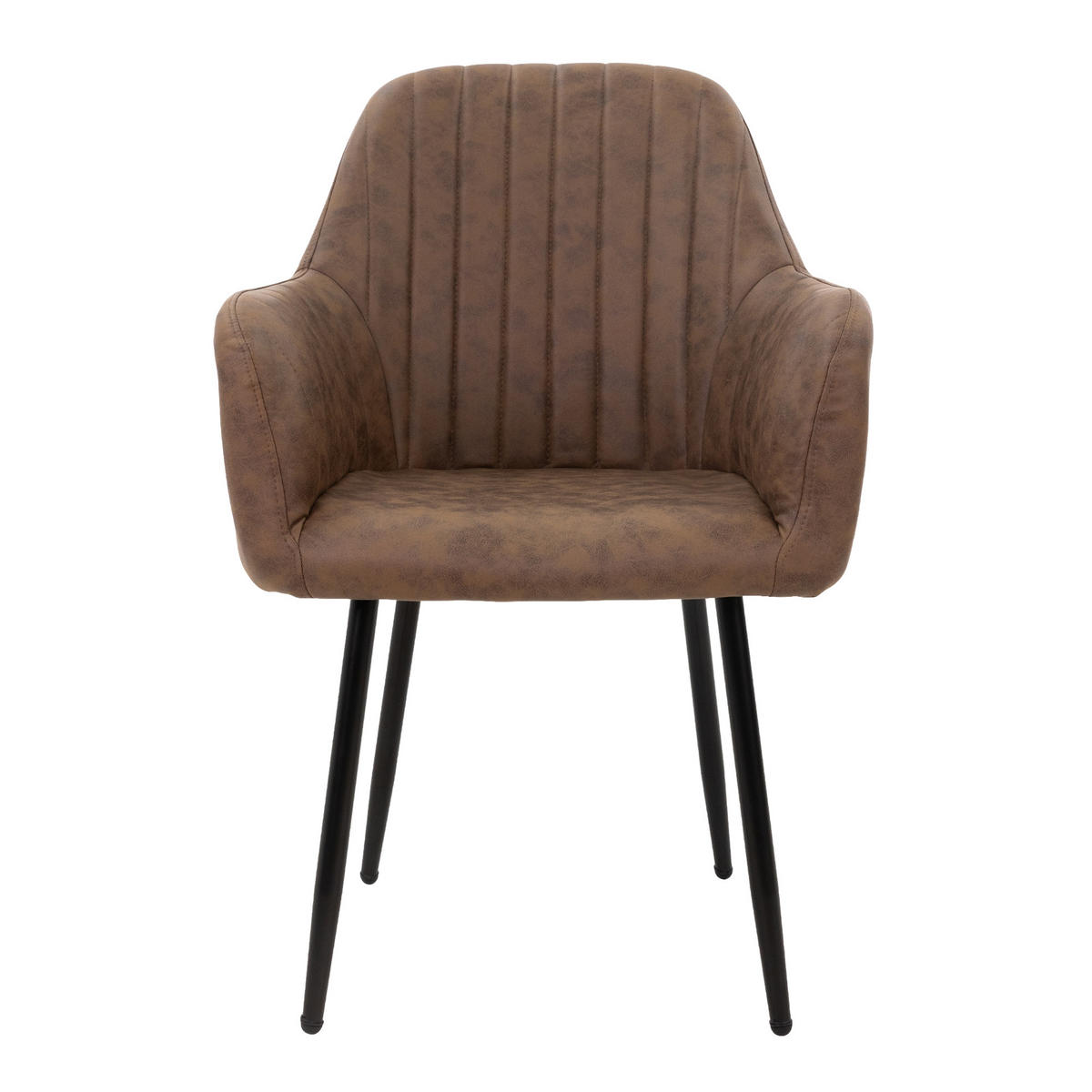 STUHL Kunstleder braun 4er Set - Braun, Metall (60/84/58cm) - ML-DESIGN