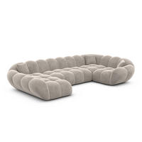 WOHNLANDSCHAFT Liva Sand Samtstoff U-Form XL Links - Sandfarben, Textil (323/70/193cm) - VAROYAL