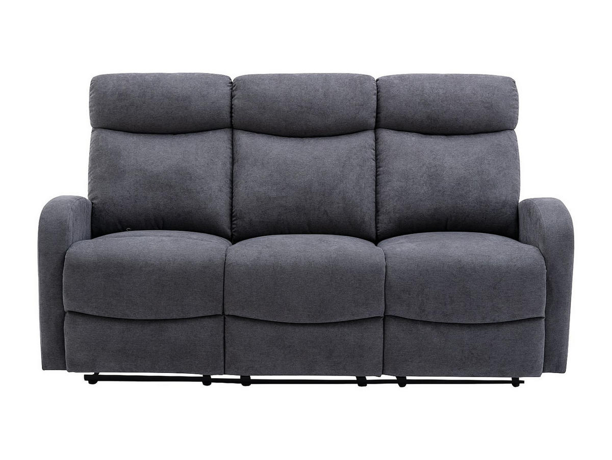 RELAXSOFA 3-Sitzer - Stoff - Grau - EVELYN - Grau, Textil (95/100/180cm) - Vente-Unique