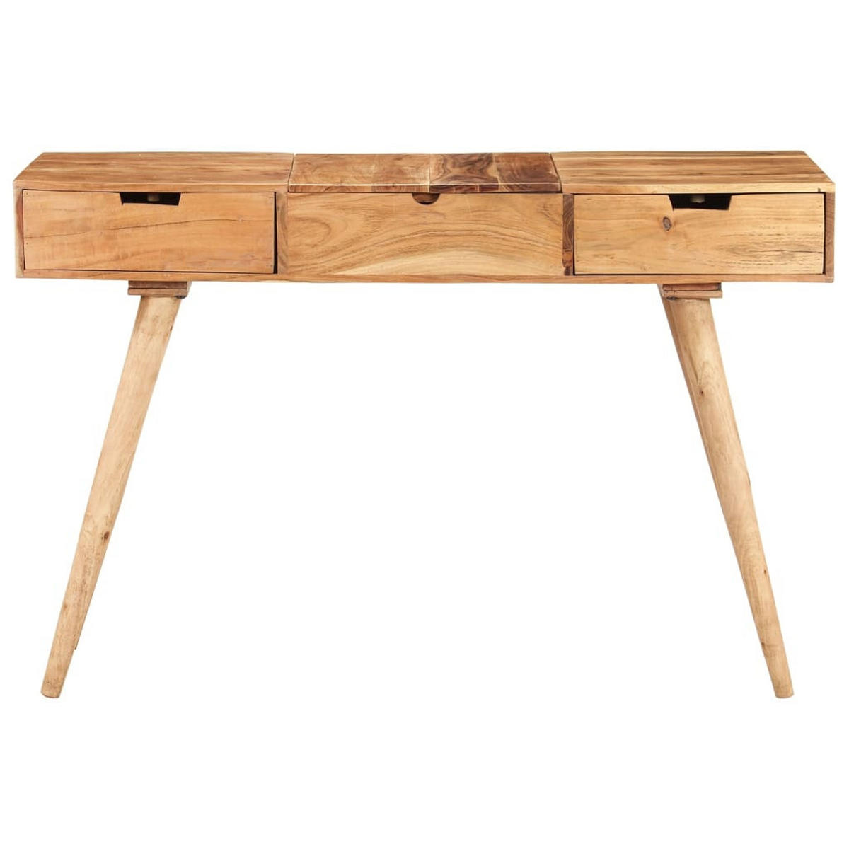 SCHMINKTISCH mit klappbarem Spiegel und 3 Schubladen, 112/45/76 cm, aus Massives Akazie - Schwarz/Braun, Holz (45/45/112cm) - vidaXL