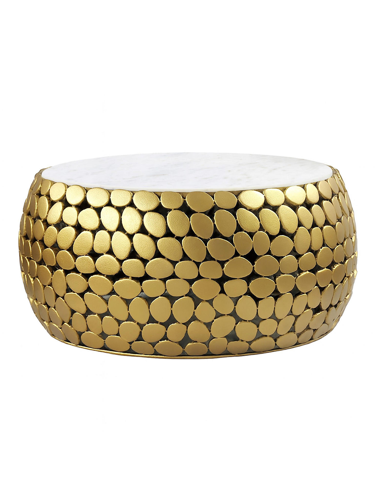 Couchtisch Marmor Gold-Weiß Ø 66x32 cm - DIEMEL   Kadima Design