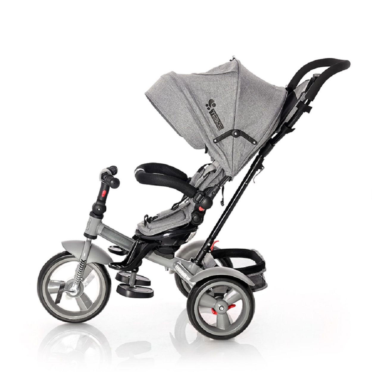 DREIRAD Neo 4 in 1 dunkelgrau EVA-Reifen, Schiebestange, Sitz drehbar, verstellbar - Grau, Metall (120/55/104cm) - Lorelli