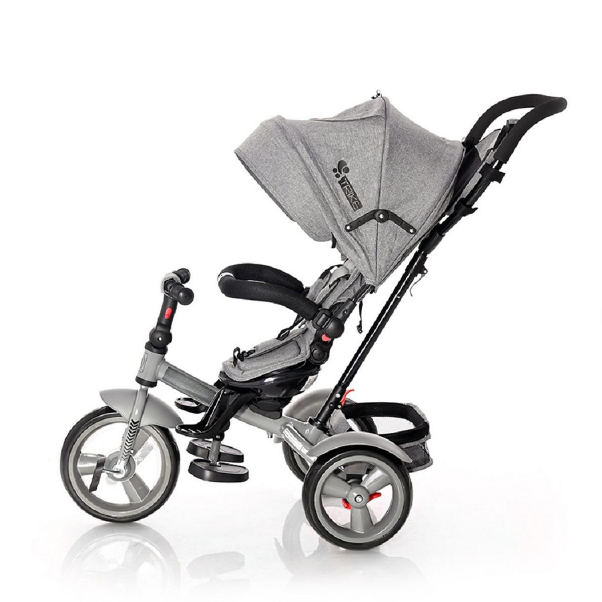 DREIRAD Neo 4 in 1 dunkelgrau EVA-Reifen, Schiebestange, Sitz drehbar, verstellbar - Grau, Metall (120/55/104cm) - Lorelli