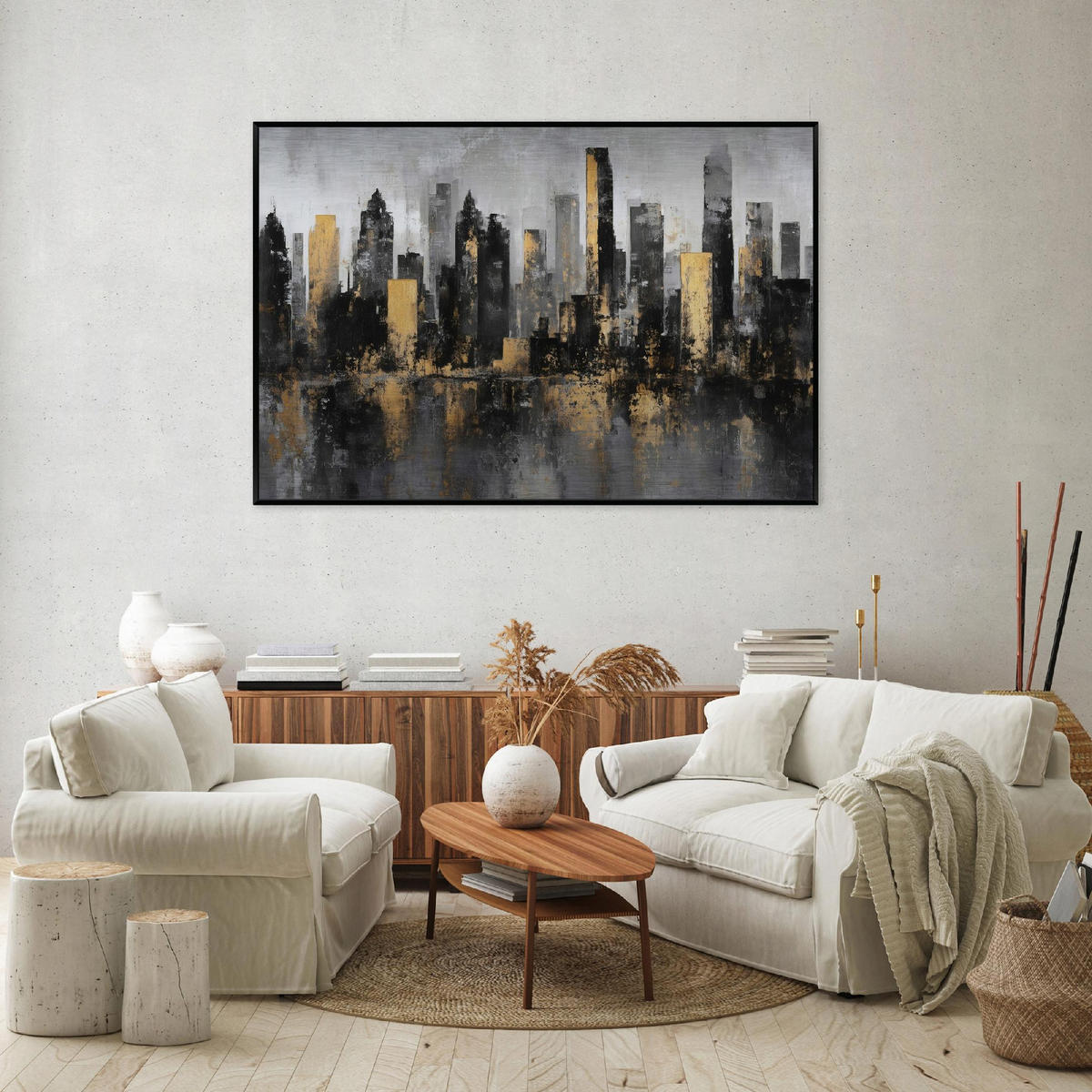 BILDER mit Rahmen Stadt Abstraktion Schwarz 150x100 cm - Multicolor, Metall (150/100cm) - Wallarena