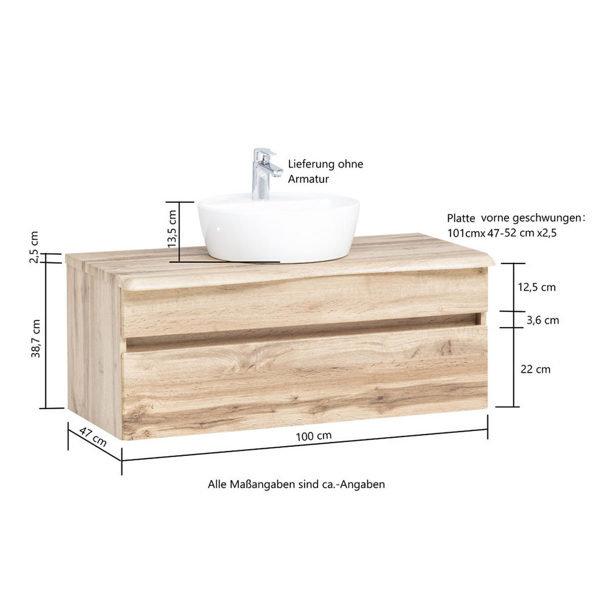 WASCHTISCH Vidago-03 - Braun, Holzwerkstoff (101/55/52cm) - Lomado