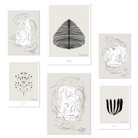 POSTER Set Mit 6 Schwarze Und Beige Abstrakte Kunst A3 & A4 Rahmenlos - Klar, Papier (29/3cm) - Nacnic