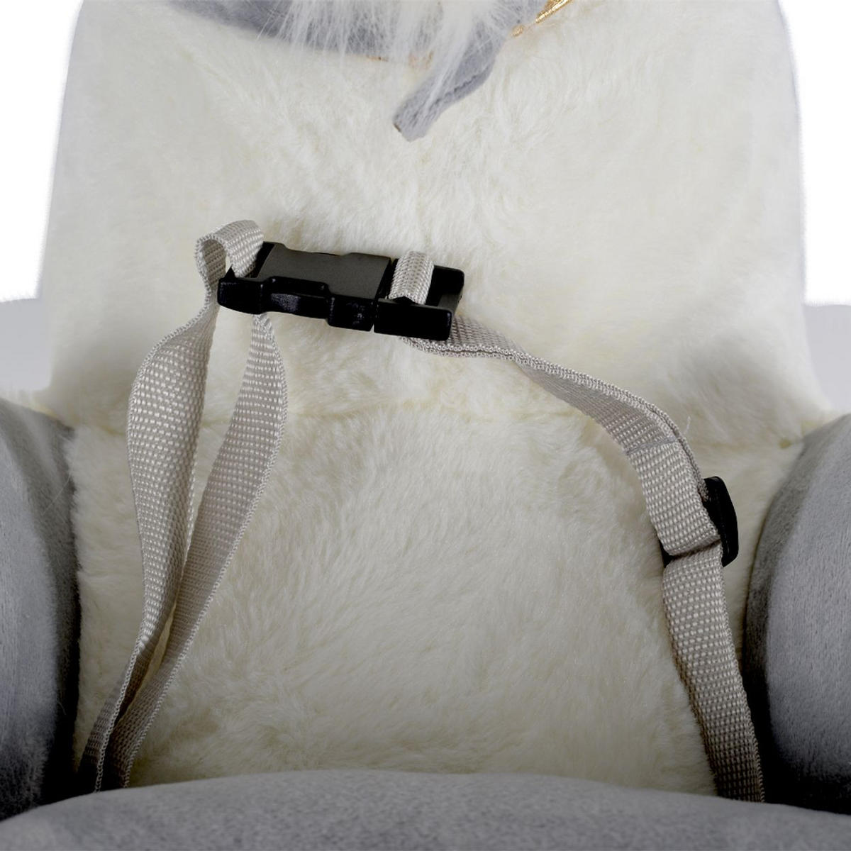 SCHAUKELTIER Moon WJ-6188 weiß Einhorn, Holzgriffe, Musikfunktion, Plüsch, 100 % Polyester, Holzkufen - Weiß, Textil (35/55/68cm) - Moni
