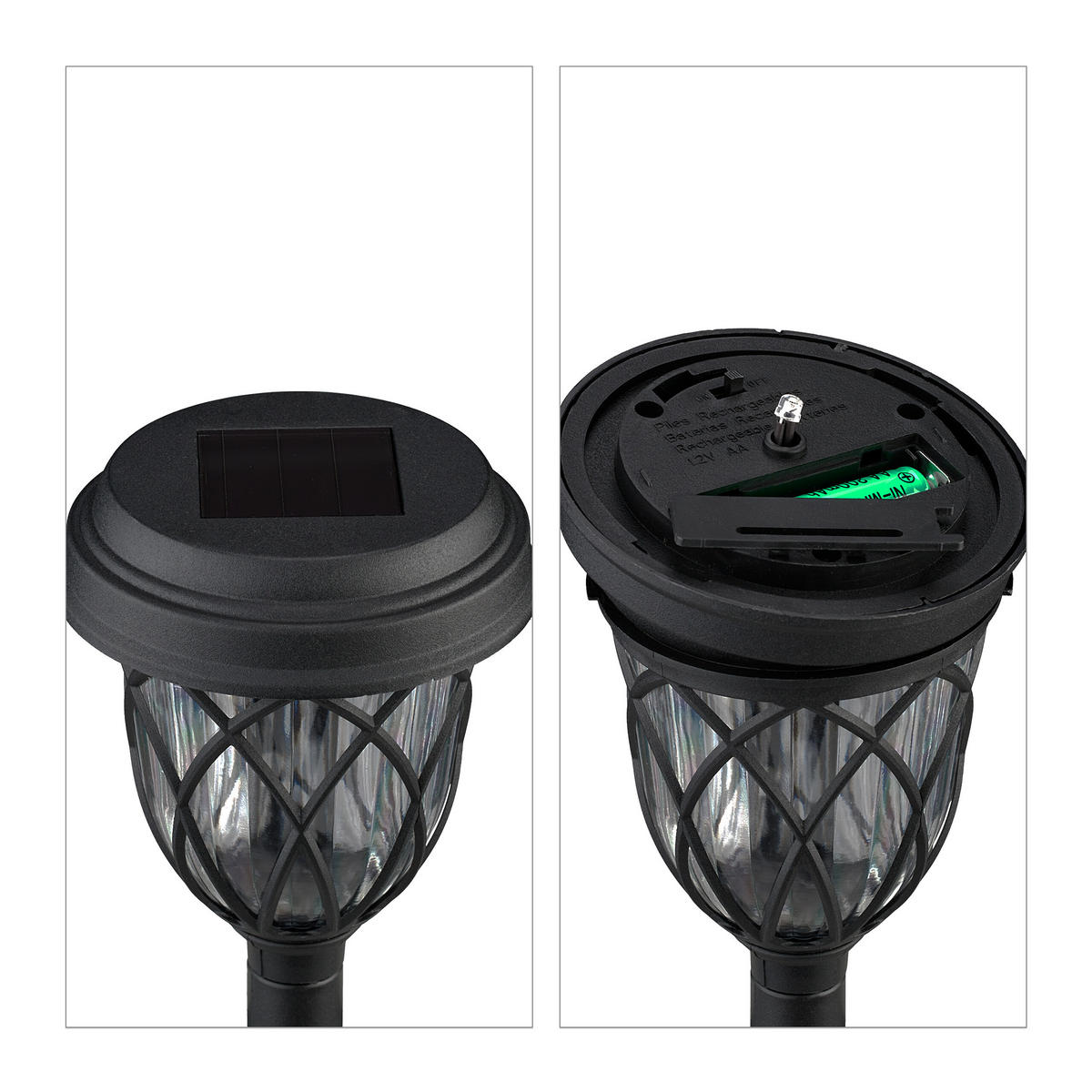 SOLARLAMPEN Set - Schwarz, Kunststoff (10/10/42.5cm) - Relaxdays