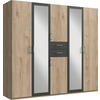 KLEIDERSCHRANK Diver Eiche Sägerau / graphit 225 / 58 / 207cm - Eichefarben/Graphitfarben, Holz/Holzwerkstoff (225/207/58cm) - Wimex