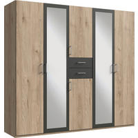 KLEIDERSCHRANK Diver Eiche Sägerau / graphit 225 / 58 / 207cm - Eichefarben/Graphitfarben, Holz/Holzwerkstoff (225/207/58cm) - Wimex