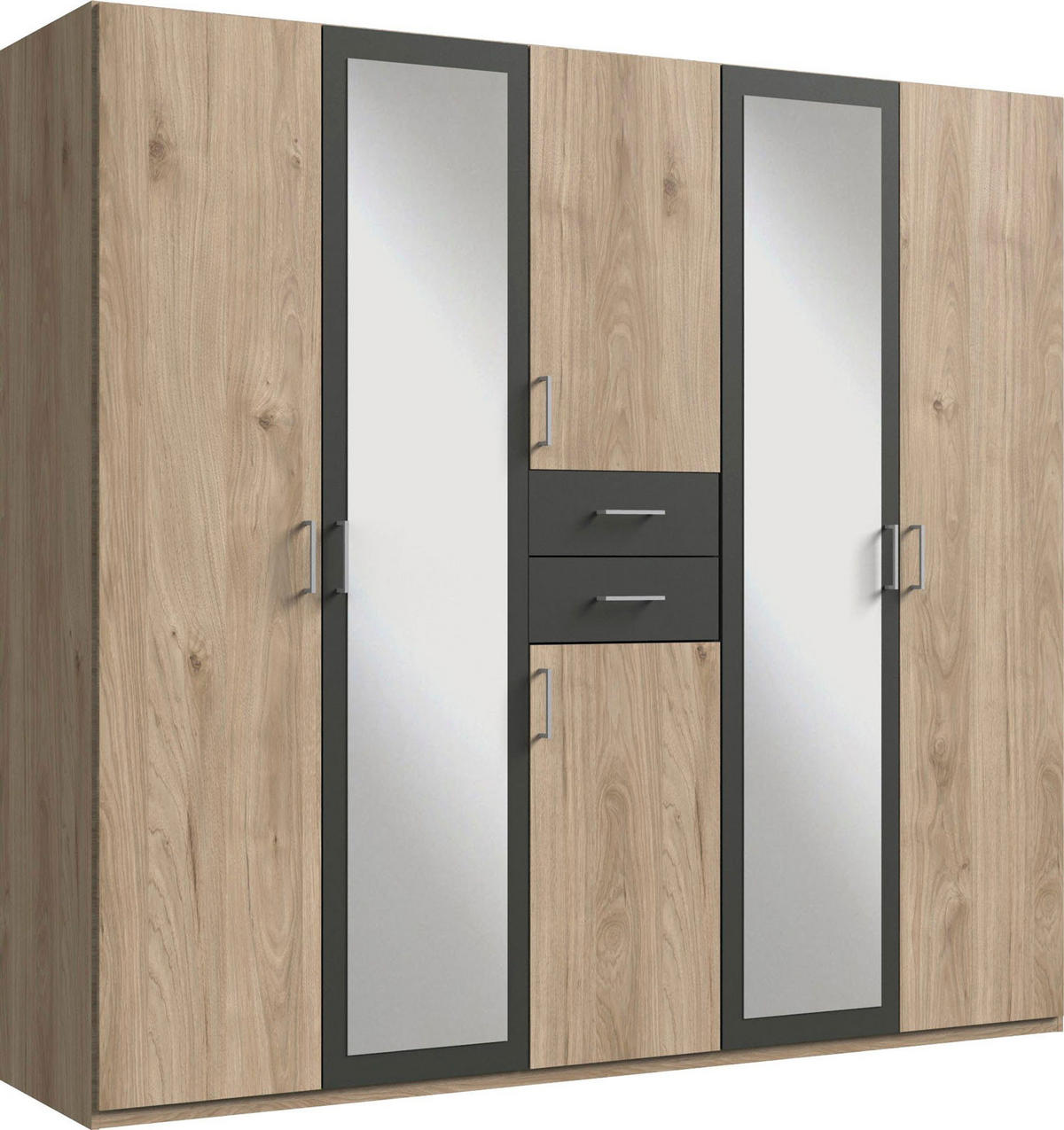 KLEIDERSCHRANK Diver Eiche Sägerau / graphit 225 / 58 / 207cm - Eichefarben/Graphitfarben, Holz/Holzwerkstoff (225/207/58cm) - Wimex