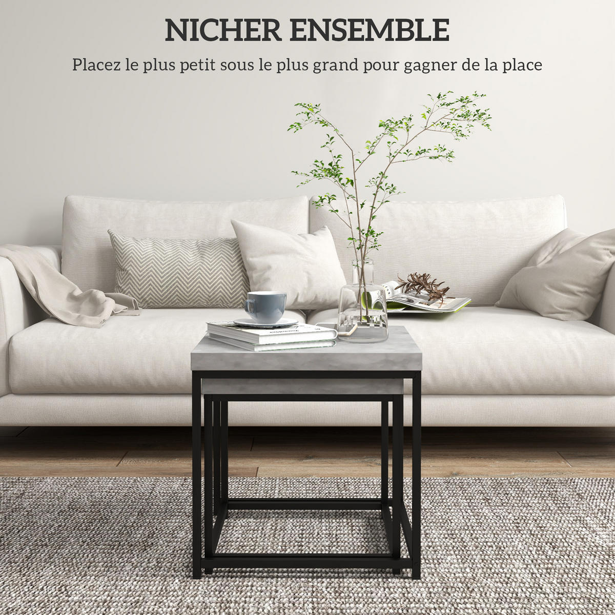 BEISTELLTISCH Grau 2 Stück - Grau, Naturmaterialien (45/45/45cm) - GiPP