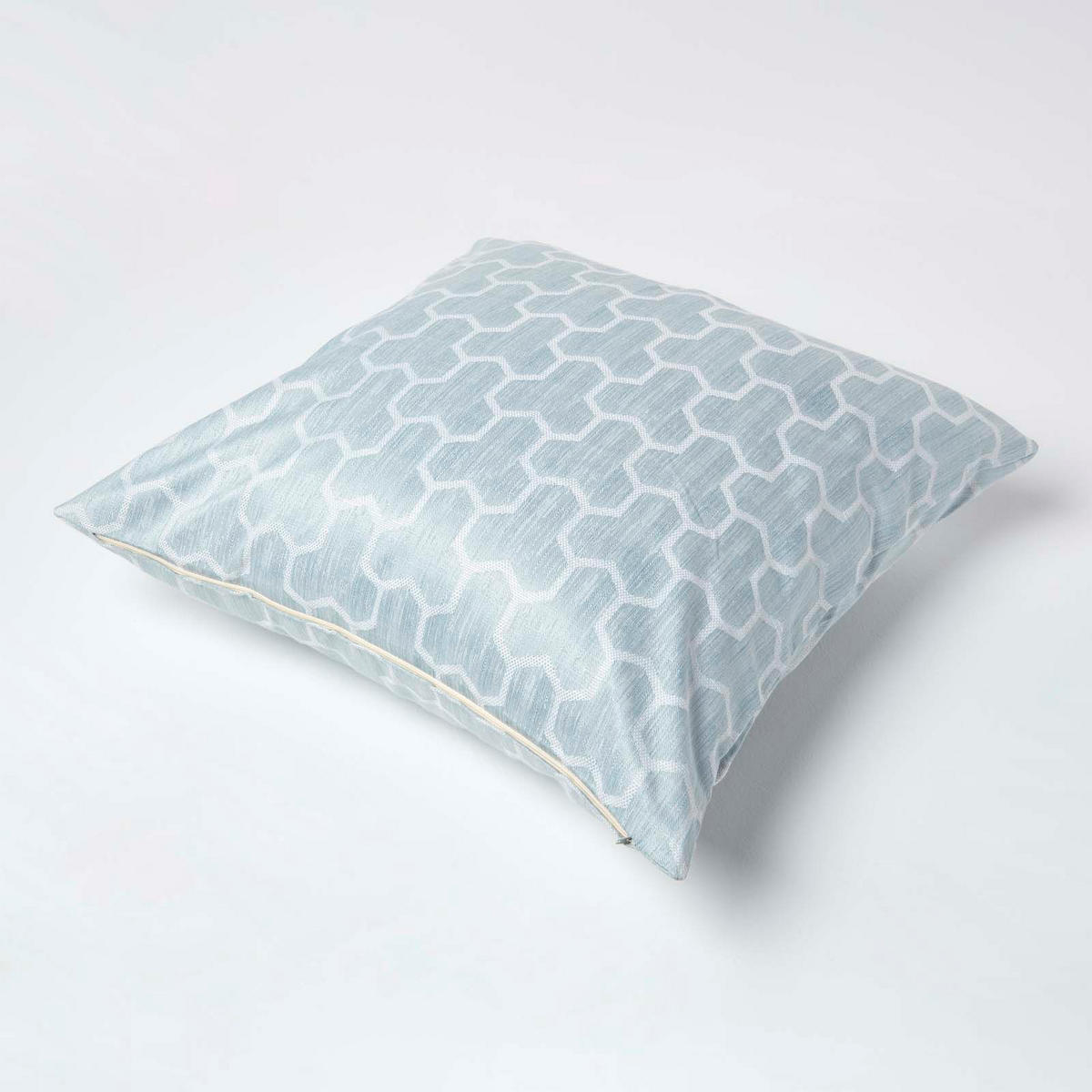 KISSENHÜLLE Jacquard geometrisch 60/60 cm - Blau, Textil (60/60cm) - Homescapes