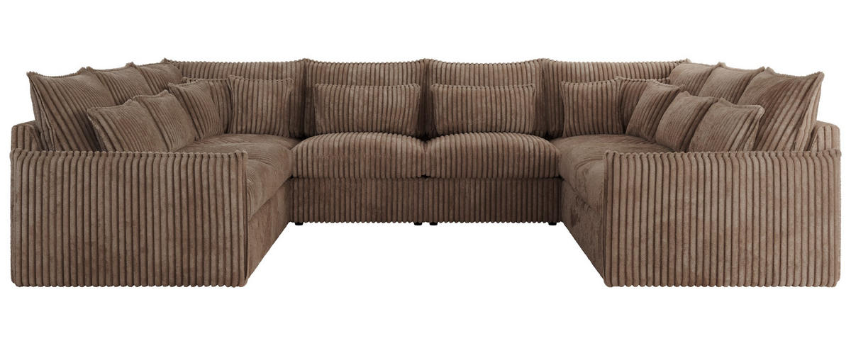 WOHNLANDSCHAFT VERSO U 8M Braun Cord - Schwarz/Braun, Kunststoff/Textil (362/93/270cm) - MKS