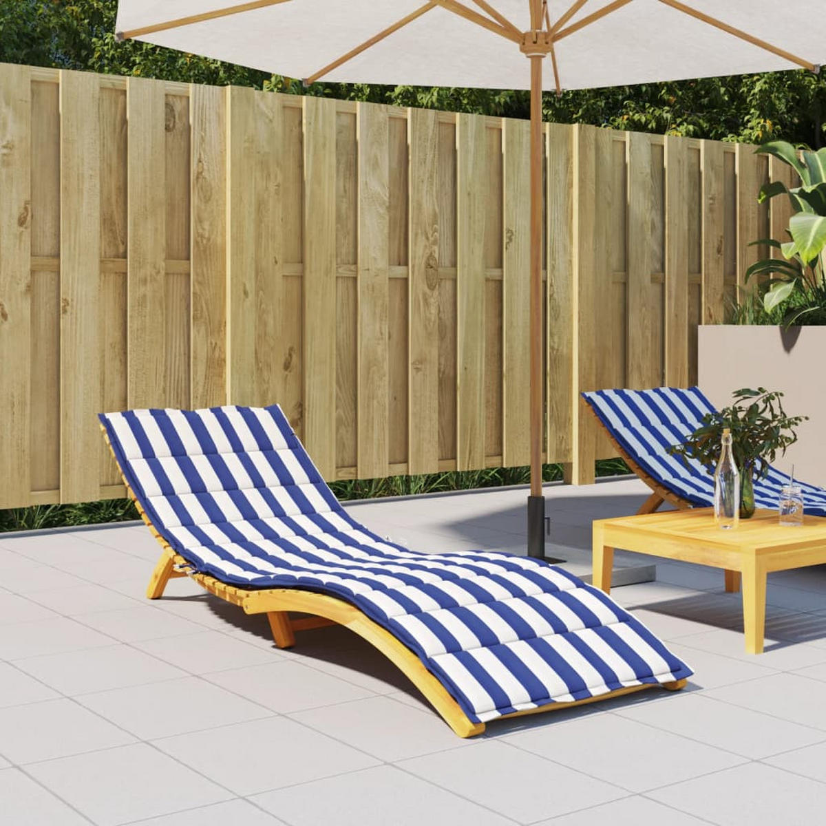 SONNENLIEGEN-AUFLAGE Blau&Weiss Gestreift Oxford-Gewebe - Blau, Textil (70/4/200cm) - vidaXL