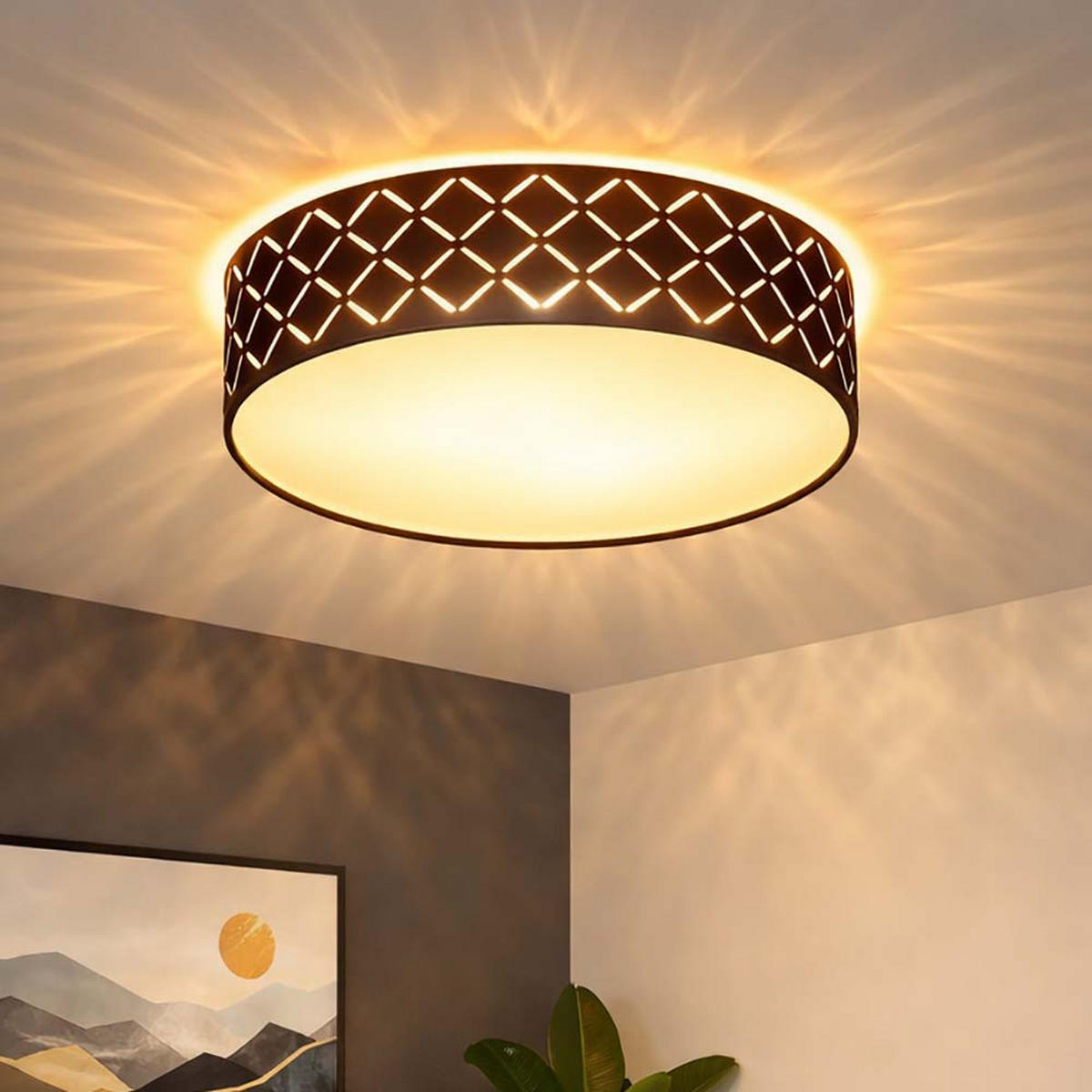 LED DECKENLEUCHTE Metall Schwarz Gold - Schwarz, Metall (38/38/10cm) - Globo Lighting