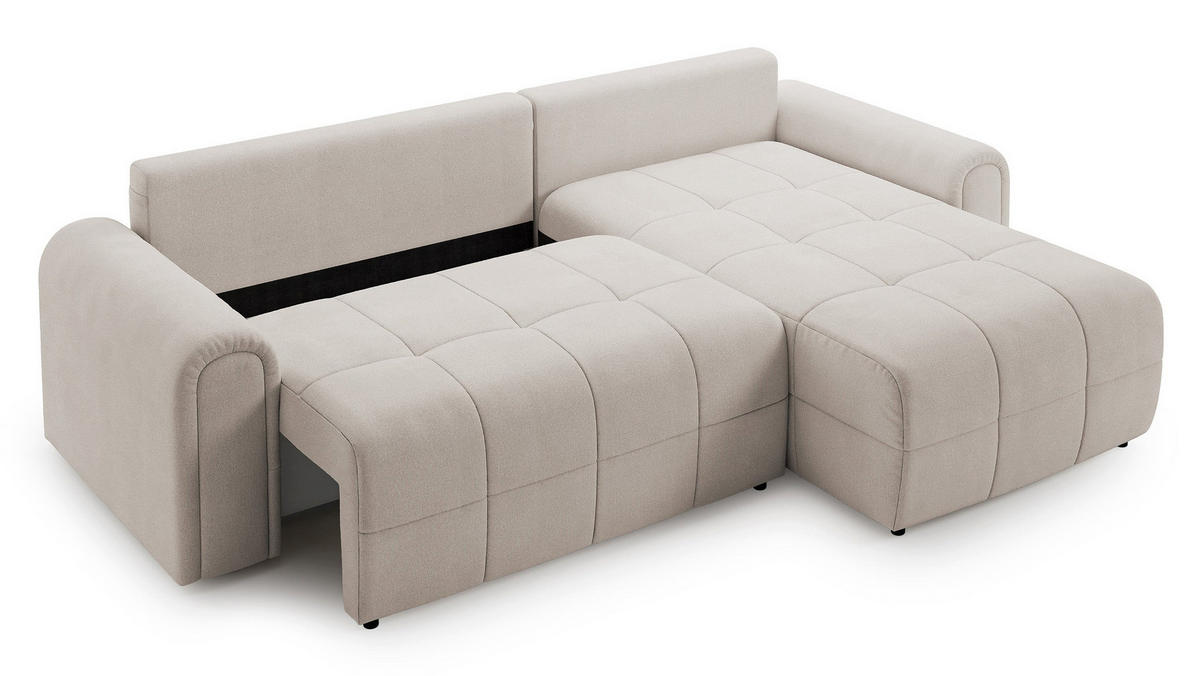 ECKSOFA Simolla Creme rechts - Creme/Schwarz, Kunststoff/Textil (180/268cm) - Selsey