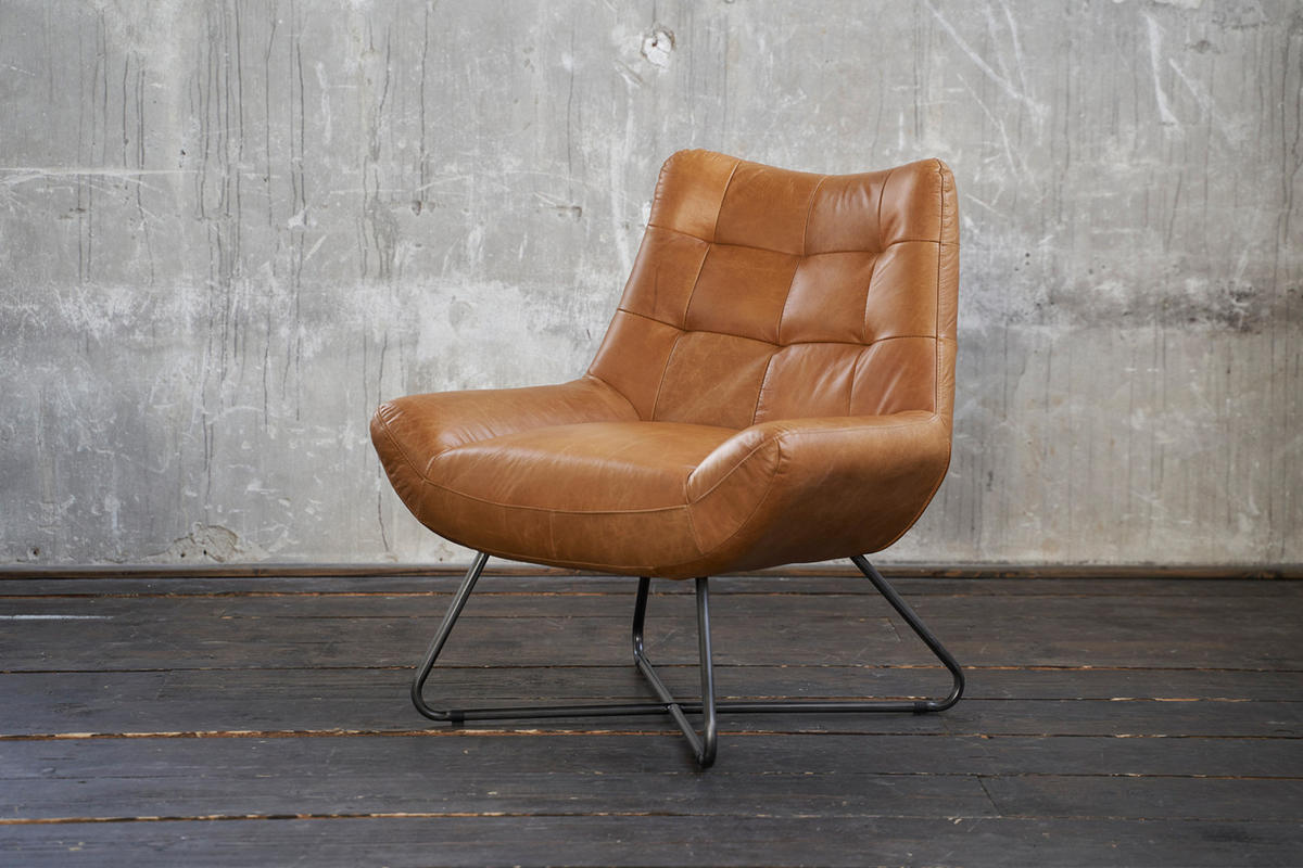 SESSEL SNOOZE Braun Leder - Dunkelbraun/Silberfarben, Leder (82/93/76cm) - KAWOLA