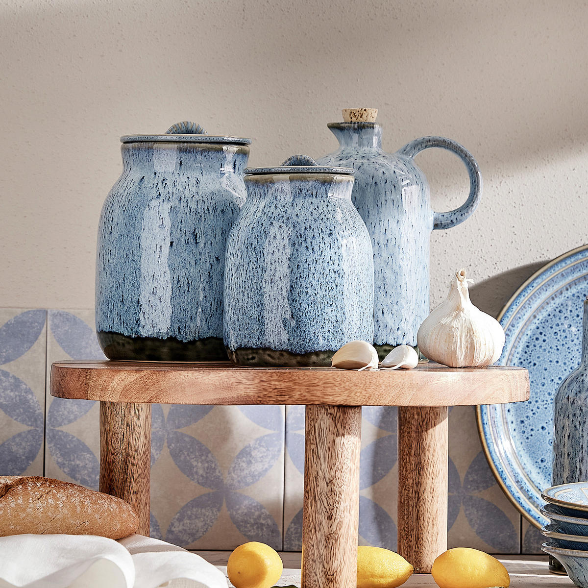 AUFBEWAHRUNGSDOSE Portimao - Blau, Keramik (13/18/13cm) - Butlers