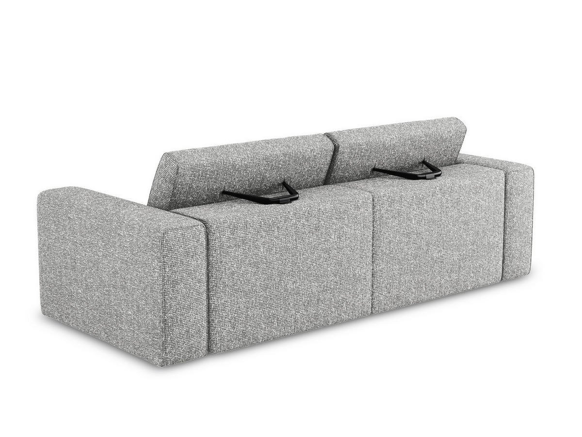 3-SITZER SOFA Strukturstoff Stoff Grau - Beige/Silberfarben, Kunststoff/Textil (224/80/103cm) - Makamii