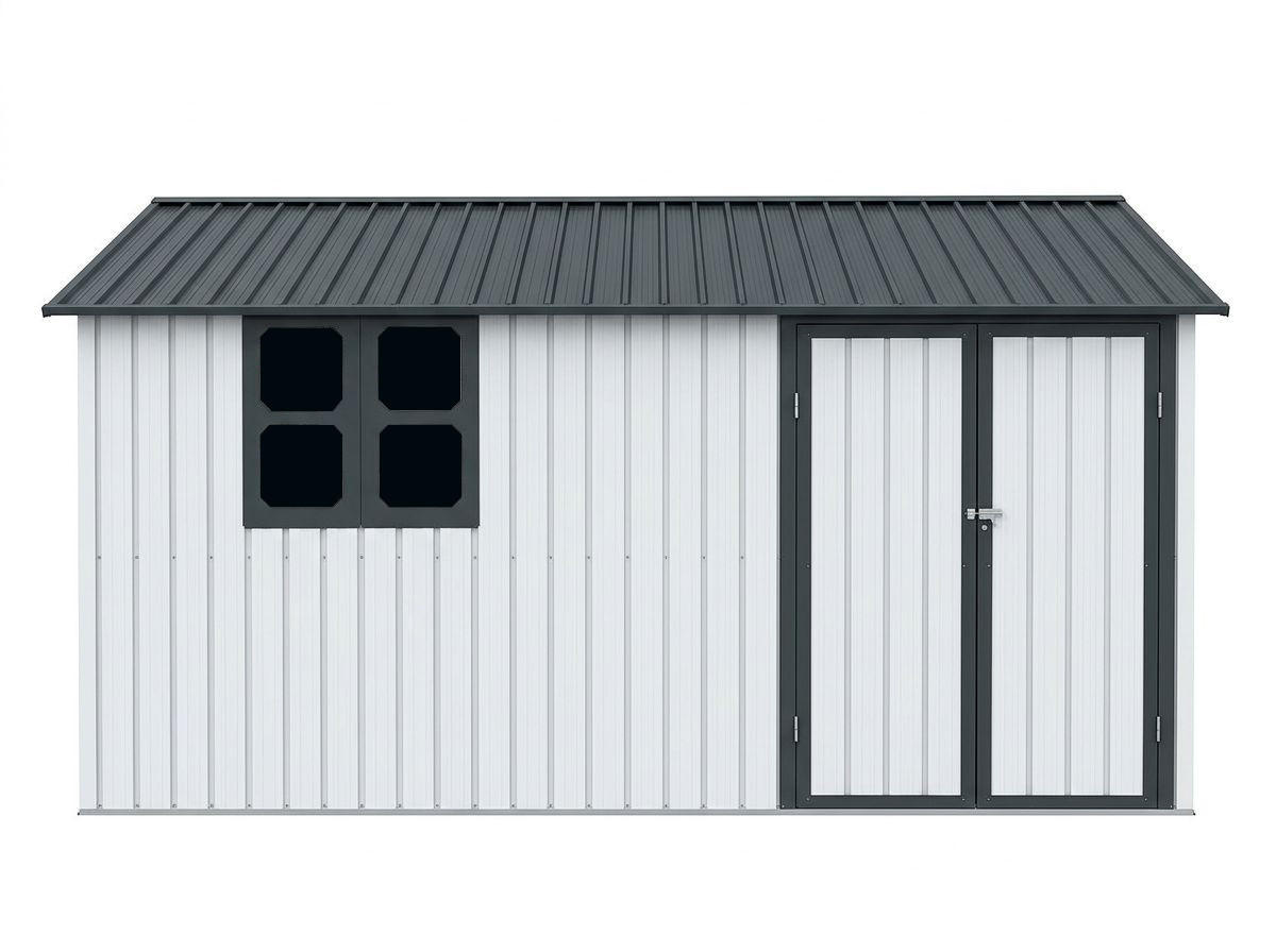 GERÄTEHAUS 213/130/185 cm Braun mit Schiebetüren und Fundamente - Braun, Metall (130/185/213cm) - Oxeza