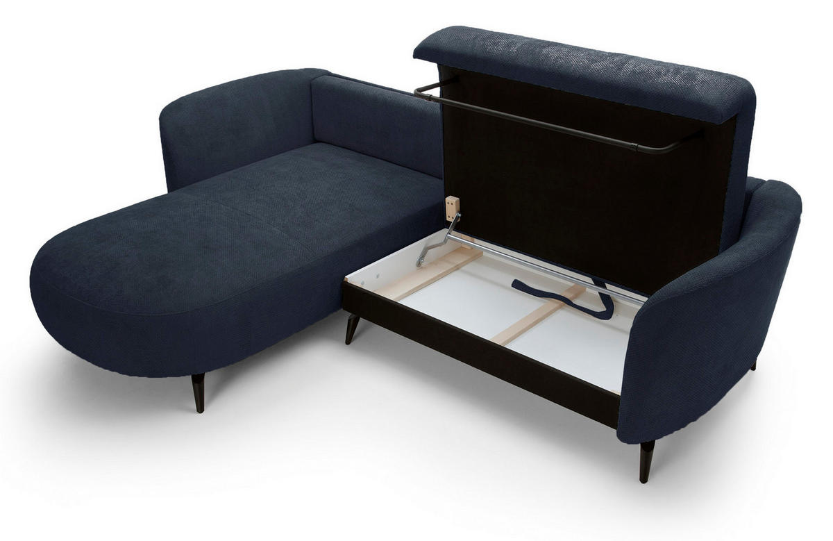 ECKSOFA auf Füßen Kendra 260 cm mit Schlaffunktion, Links, Dunkelblau - Dunkelblau, Holz (260/180cm) - Emporius