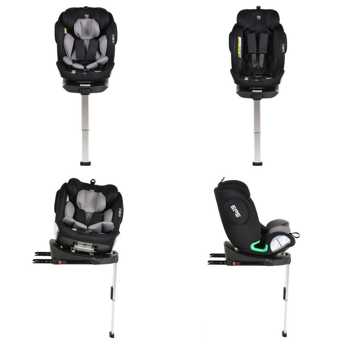 KINDERSITZ Legend i-Size grau (40-150cm) Isofix 360 Grad-Drehung Stützbein SPS - Grau, Kunststoff (46/60/50cm) - Moni