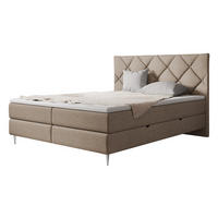 BOXBETT Letra - Chromfarben/Hellbraun, Holz/Textil (140/200cm) - MIRJAN24