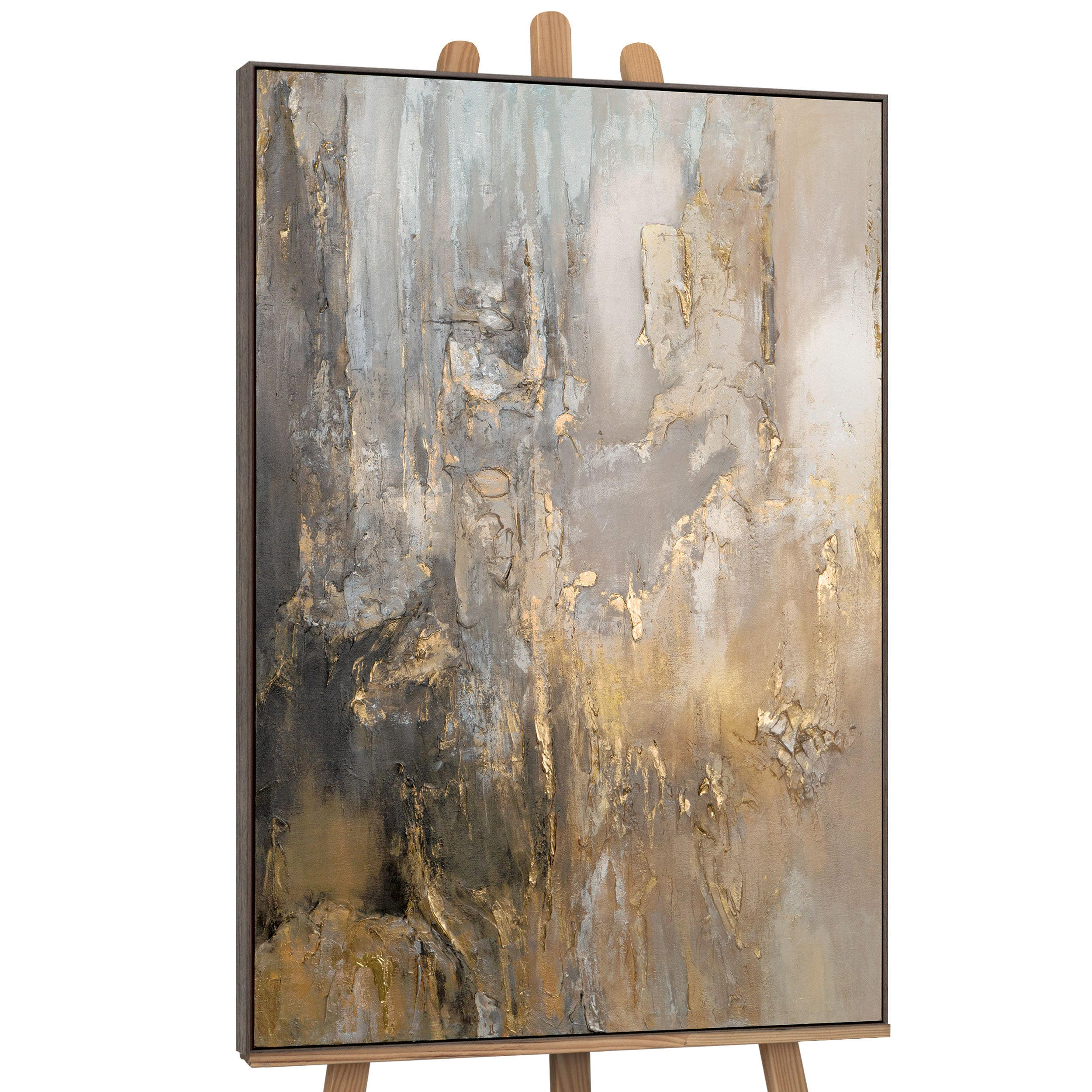 GEMÄLDE Goldene Horizonte Schattenfugenrahmen Grau 120x80 cm - Grau, Holz (120/80cm) - YS-art gallery