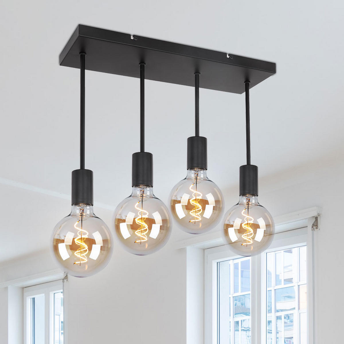 LED DECKENLEUCHTE Metall Schwarz MARTHA - Schwarz, Metall (45/15/34cm) - Globo Lighting