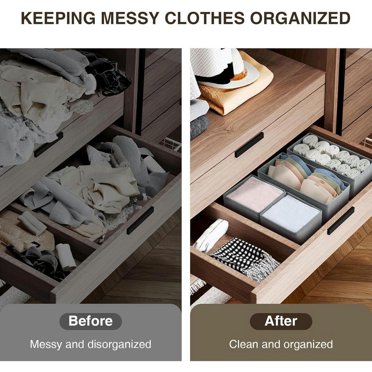 SCHUBLADEN Organizer 8-teiliges Set, faltbar aus Stoff, grau - Grau, Textil (15/9/30cm)