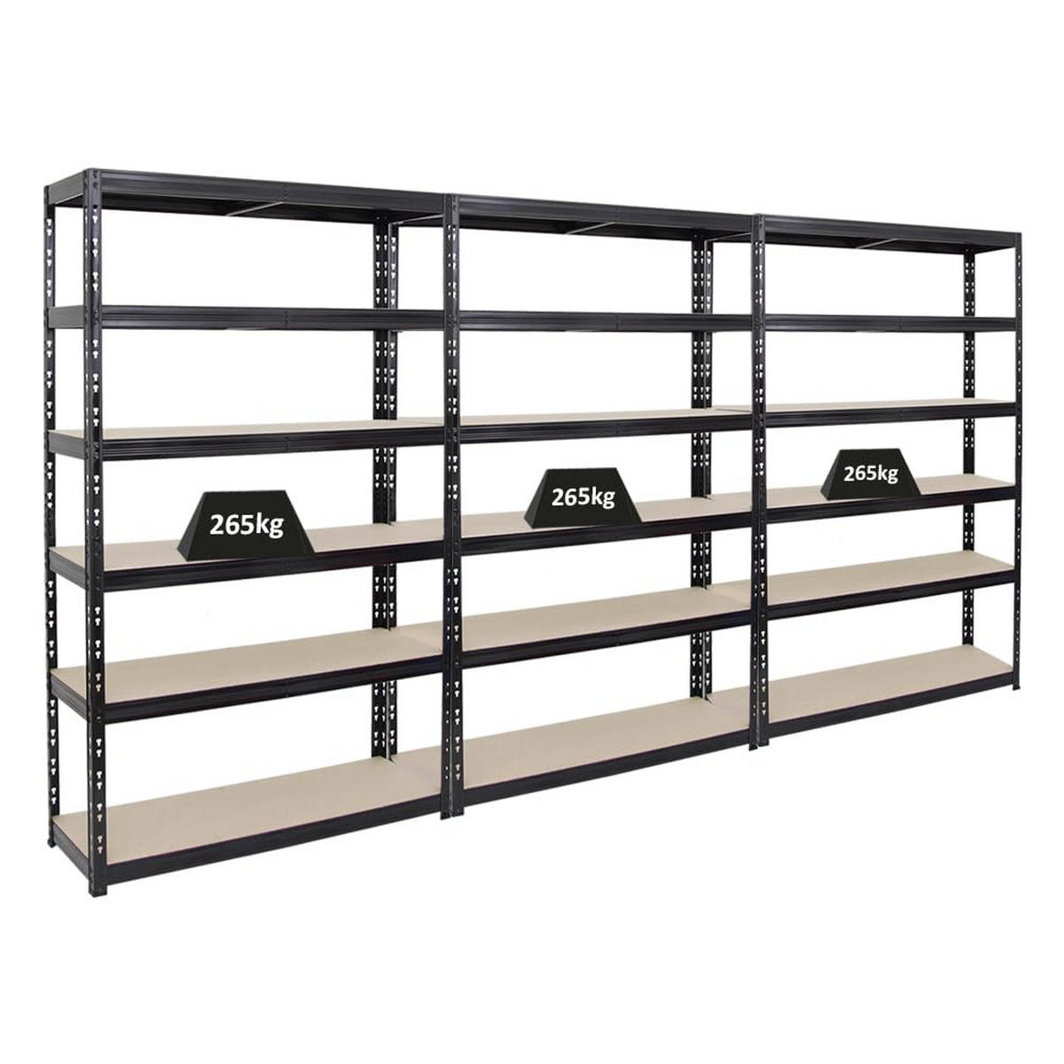 SCHWERLASTREGAL Giant Tiger 3er-Set mit 3x 200x120x40 cm Fachlast 265 kg 6-Ebenen Schwarz - Schwarz, Metall (360/200/40cm) - PROREGAL