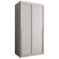 SCHIEBETÜRENSCHRANK 100 cm Breite, Weiß mit silbernem Griff - Silberfarben/Weiß, Holzwerkstoff (100/200/62cm) - Home Collective