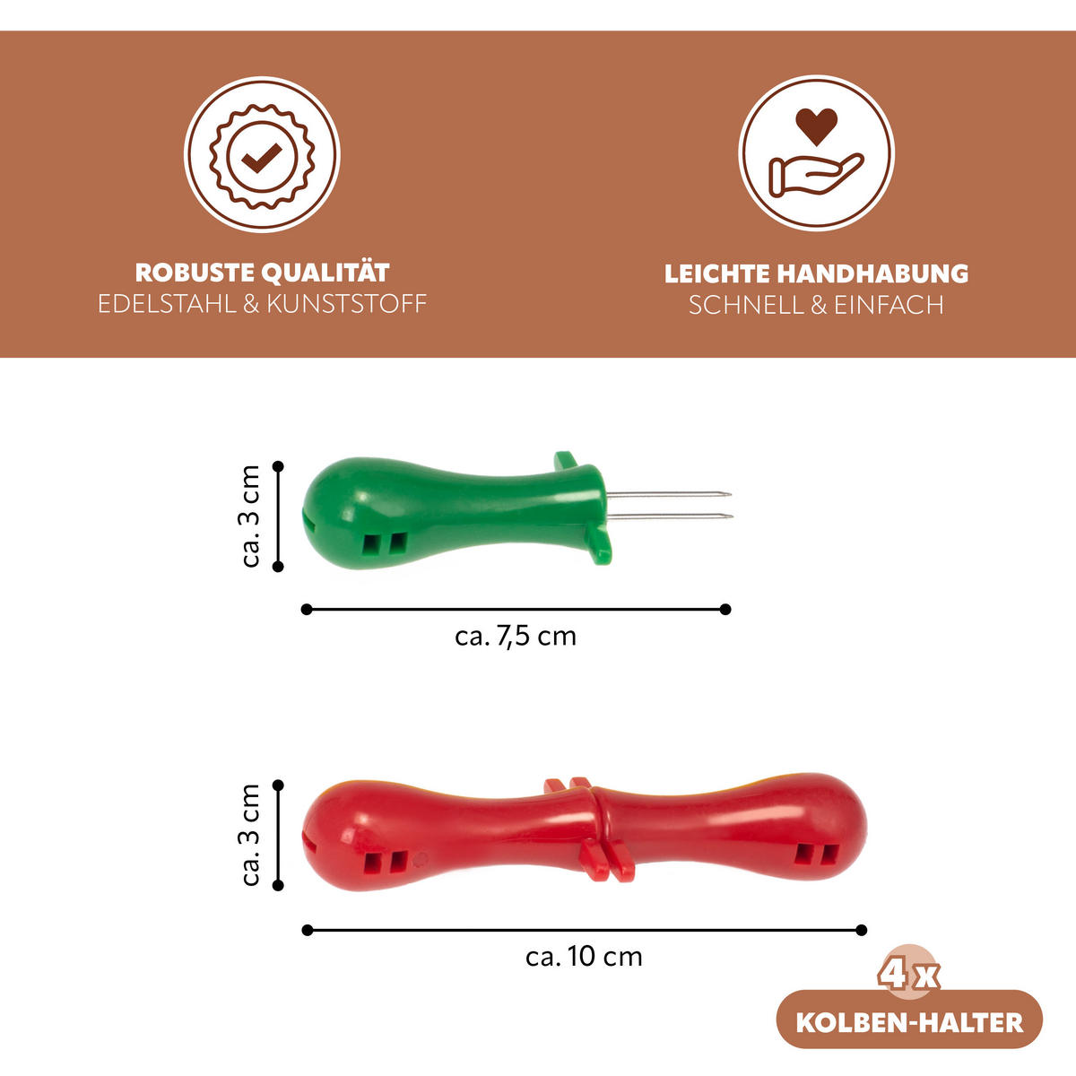 MAISKOLBENHALTER 4er-Set, bunt - Multicolor, Kunststoff (7.5/3/2cm) - bremermann