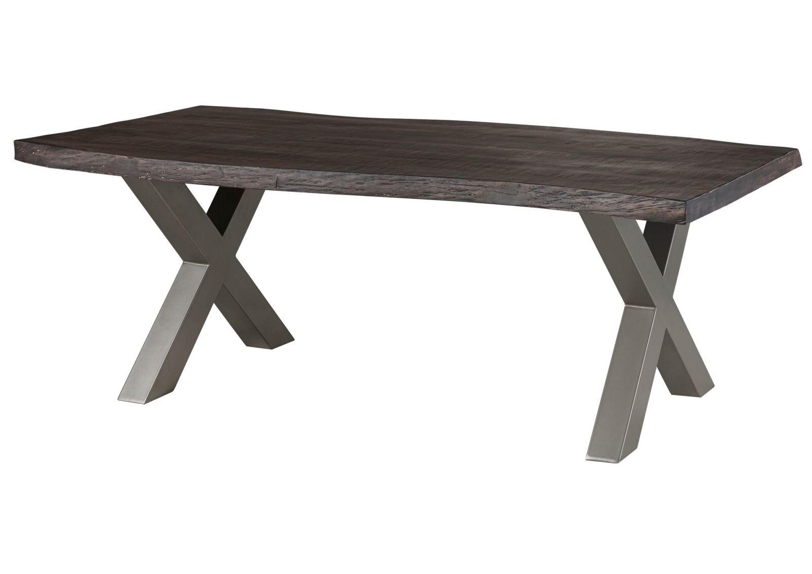BAUMTISCH Mango 200x100x77 grau lackiert / X-Beine silber matt FREEFORM 5 - Grau, Holz (200/100/77cm) - Massivmoebel24